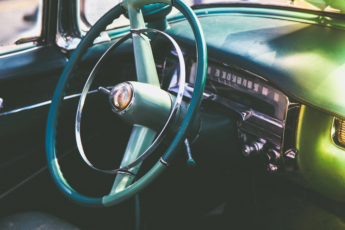 inside of an old car